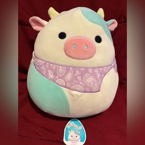 Squishmallow belana with bandana cow 12”